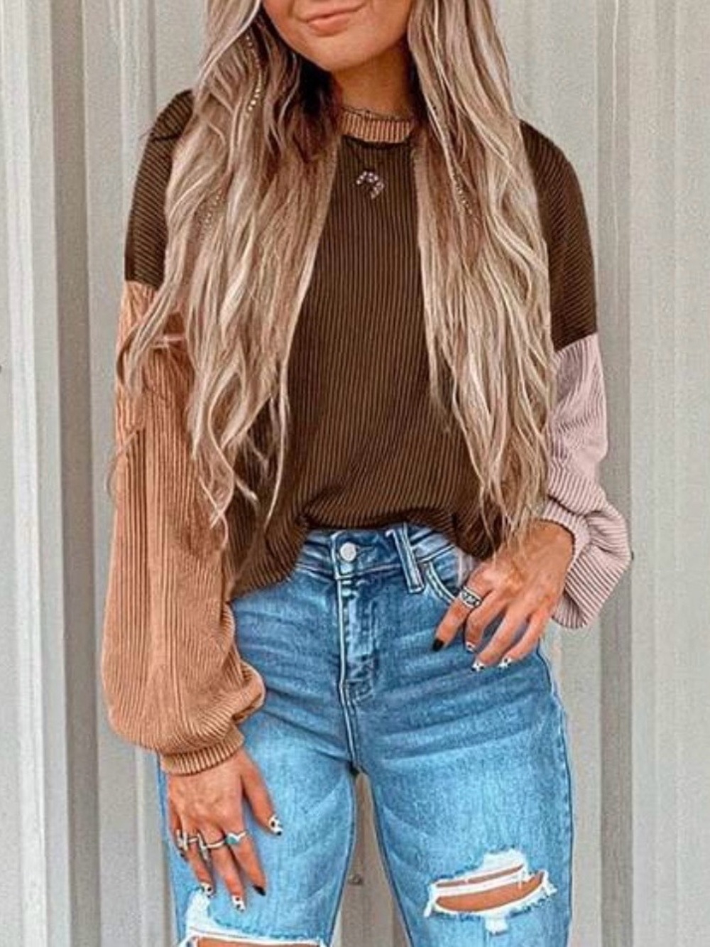 Waffle sweater